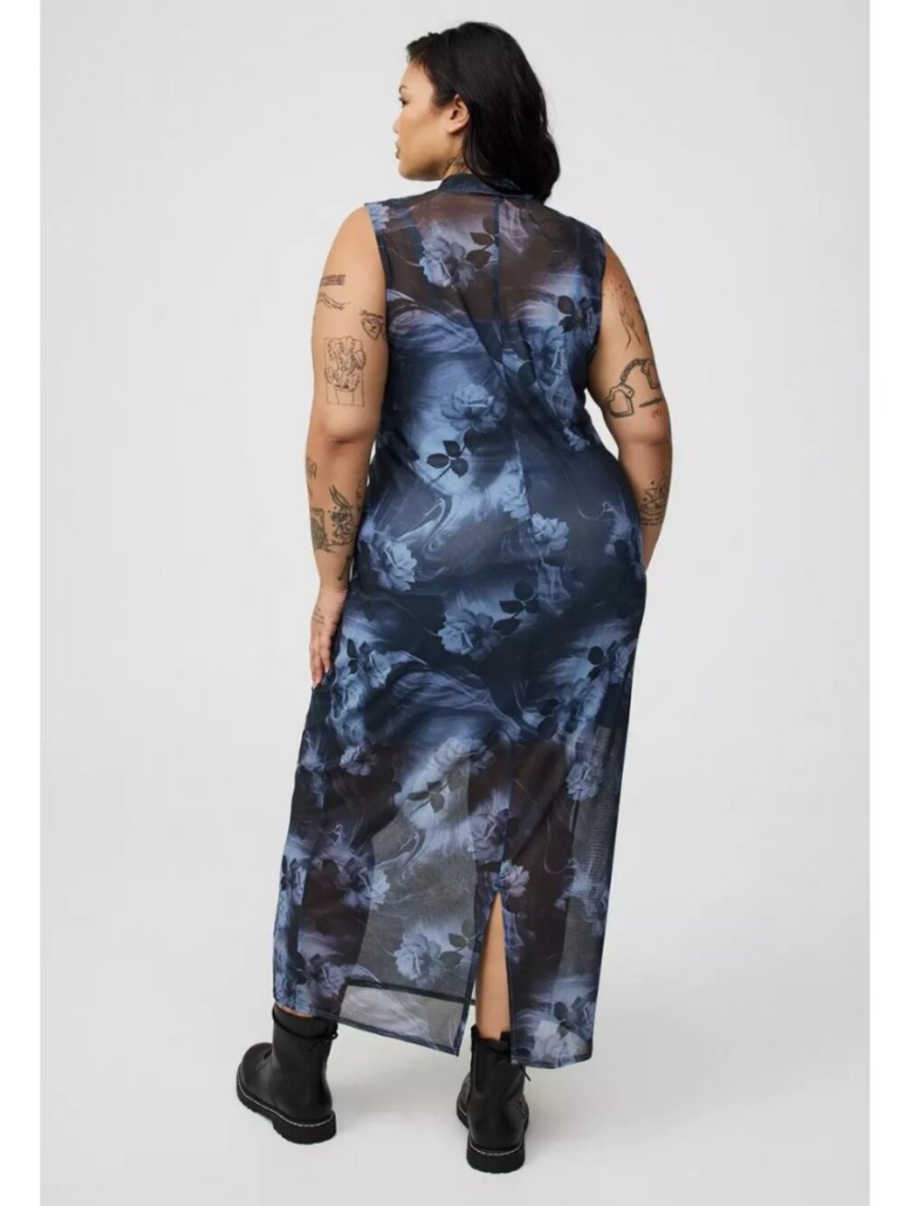 NWT Torrid 2 Floral Blue Maxi Mock-Neck Column Dress 2X 18 20 - Picture 5 of 13